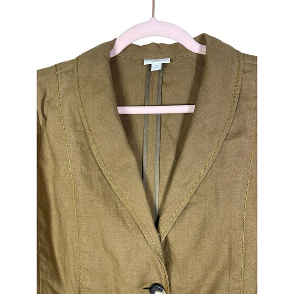 J Jill 100% Linen Blazer Jacket Women's M Brown Button Up Pockets Long Sleeve - Picture 5 of 12